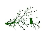 壁ステッカーアートhp95 ( TM ) Cat On Longツリーブランチ壁ステッカー動物猫アートデカール子供部屋装飾 58x38cm HP-Wall-S-001