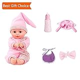 13 "ソフトボディOpen / Close Eyesベビー人形プレイセットwith Accessories Feeding set-bottle、Dish、スプーン、フォーク、よだれかけ、リボン付き