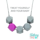 Designer Teething and Nursing Necklace & Gift Box By TeethingTreat (Gray/Pink) by Teething Treat
