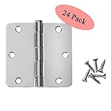 Cosmas光沢クロムドアヒンジ3.5 "インチx 3.5 "インチwith 1 / 4 "インチ半径コーナー シルバー 24107 - 24 Pack