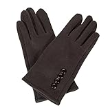 (サンライン)Sun Line 手袋 レディース あったか スマホ ４個のボタン デザイン 帯毛の おしゃれ 寒い季節の必需品(ブラック) (ブラウン)