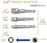3pcs Socket Adapter Set Hex Shank to 1/4" 3/8" 1/2" Impact Driver Drill Bits [並行輸入品]