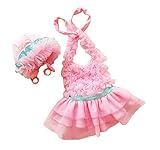 Taiycyxganガールズプリンセスレース層バックレス水着チュチュドレスone-pieces水着 カラー: ピンク