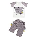 Tovadoo 子供服 ベビー服 男の子 トップス+ズボン 春夏 半袖 恐竜柄 キャラクター 多色 可愛い プレゼント 通学 旅行 海遊び 1-4歳