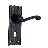 Adonai Hardware Pedaiah Black Iron Door Handle with Plate