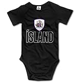 赤ちゃん&ベビー服 アイスランド ISLAND 国章 半袖ロンパース 夏 女の子 男の子 6 M ブラック