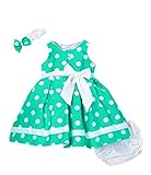 StylesILove水玉かわいいBowドレス、ヘッドバンド、ブルマー3PC、Made in USA カラー: グリーン