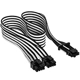 CORSAIR 12+4ピン 電源ユニット用モジュラーケーブル PCIe Gen 5 Type-4 600W 12VHPWR スリーブケーブル ブラック/ホワイト CP-8920333