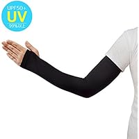 UPF50+ UVカット99％以上 キシリトール と 気化熱作用で涼しい スーッと爽快 アームカバー 指穴あり ブラック 両腕用(左右セット)
