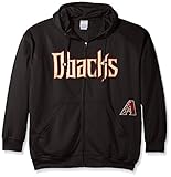 MLB Arizona DiamondbacksメンズFull Zip Poly Fleece with Wordmark Chest withロゴnearポケット、Xラージ/トール、ブラック