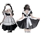 [RAAUUNE] メイド服 コスプレ 7点セット S/M/L メイドコスチューム 初心者 定番 ショート丈 エプロン 女仆 メイドカフェ 日常 室外 撮影 仮装 舞台 演出服 イベント 文化祭 学園祭 新年会 パーティー ハロウィン レディース (L)