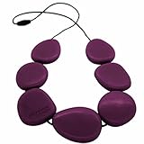 Jellystone Caru Necklace, Eggplant with Grey cord by Jellystone Designs
