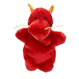 Domybestハンドパペット ぬいぐるみ おもちゃ 手踊り 動物 アニマル 子供 布製 知育玩具 ごっこ遊び 童話 物語 人形劇 想像力を育てる 多種類選択可能 (赤の龍（高さ28cm）)