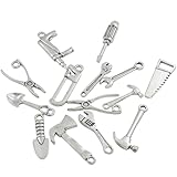 [b.m.b雑貨] 工具 13種 14個 シルバー 装飾 手芸 ハンドメイド ペンダント チャーム スパナ のこぎり ドライバー スコップ ペンチ 斧 スプレーガンなど