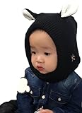 Toyobuy(トヨベイ) ベビー 女の子 男の子 キッズ 子供 可愛い 耳 耳あて付 秋冬 暖かい アウトドア 防寒 防風 マスク 耳まで 帽子 バラクラバ 黒色