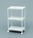 収納棚 メタルシェルフ 手頃なサイズのメタルラック ウッドボード付きカラーメタルラック ホワイト