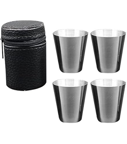 金属製ショットグラス　レザーケース付き　ヴィンテージ　銀コップ Amazon | ZZHXSM ショットグラス 4個 ステンレススチール ショット