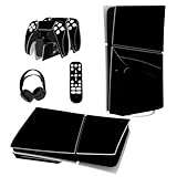 PlayVital 新モデルps5 Slim本体ディスクバージョンに対応用スキンシール、ps5コントローラーに対応用スキンステッカー、ps5ヘッドセット＆充電ステーション＆リモコンに対応用スキンシール【黒】