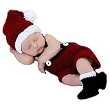 Soft Crochet Knit Baby Photograph Props,cute Baby Xmas Outfits,hat + Cloth + Shoes,(santa Claus) by 