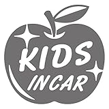imoninn KIDS in car ステッカー　【シンプル版】　No.63　リンゴ　（シルバーメタリック）