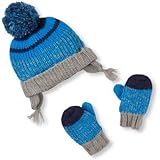 THE CHILDREN'S PLACE(ザ・チルドレンズプレイス) ストライプポンポンビーニー&ミトンセット 小物 12～24ヶ月【並行輸入】
