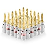 Nakamichi バナナプラグ banana plugs 24K金メッキ スピーカーケーブルコネクター アルミメタルシェル 12AWG-18AWGゲージサイズ4mm (36個（18ペア）, バナナプラグ)
