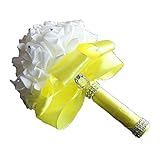 Outflower 花嫁の花を保持する シミュレーションの花 の 手芸 ハンド 造花 って プレゼントホーム結婚式 の小道具 飾る 花のボール（黄い）