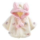 QIAONAI ベビー服　子供ケープ 　女の子コート　赤ちゃん服　ベビー服 　うさぎの耳　フード付き 　防寒　 ふわふわ　 暖かい　アウターウェア ソフト カバーオール 子供服　着脱やすい　満月/出産