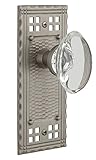 Nostalgic Warehouse Craftsman Plate with Oval Clear Crystal Glass Knob Double Dummy Satin Nickel [並行