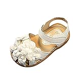 Tonsee 子供靴 女の子 サンダル キッズ シューズ 花付き 履きやすい 滑り止め プリンセス ドレス シューズ お嬢様 オシャレ 日常履き 夏 カジュアル (23/内長 14M, ホワイト)