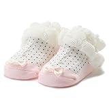 パール調モチーフ＆リボンつきバレエカップソックス ピンク 9-11cm