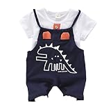 [ラブラミックス] 子供服 ベビー服 キッズ Tシャツ サロペット 半袖 ロンパース 恐竜 しっぽ 赤 100