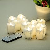 LED Flameless Candles、punasi battery-powered LEDキャンドルwithリモートコントロール、ちらつきDripping効果とライト – ( 1.7 inche