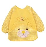 創造的な漫画の赤ちゃん防水長袖よだれかけ送りスモック1枚 黄、1-2歳
