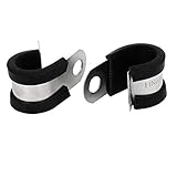 uxcell EPDMラバーライニングPクリップ ゴム 304ステンレス鋼 Pクリップ 燃料ホースガソリンパイプ用 ホースクリップ 15mm 2個入り