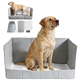MEEXPAWS 犬 トイレ 囲い付き 犬用トイレトレー はみ出し防止 飛び散り防止 XLサイズ (111×84×40cm) トイレトレー ワイド 特大犬 大型犬 ペットトイレトレー 犬トイレ トイレトレー 犬 といれ 室内用 防水 折りたたみ式 グレー