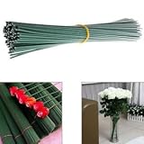 100 Pcs Dark Green Artificial Floral Wire Flower Stem Wrap 30cm