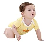 象と鳥　男女兼用　綿生地　かわいい　ベビー服　おしゃれ　赤ちゃん服　女の子　４サイズ　新生児　子供服　男の子　0-12月 (12M, 黄色)