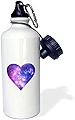3dRose Love Heart with Purple 宇宙銀河星雲 スポーツウォーターボトル 21オンス 21オンス マルチカラー
