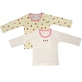 ガールズベビー[Baby’s Dream]女の子用|綿100％長袖肌着シャツ２枚セット 90 ホワイト-ホワイトイエローボーダ