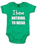 (着るものが何もない。) I Have Nothing To Wear, プリント　ベビースーツ - グリーン/白 12-18 ヶ月