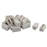 uxcell 椅子足チューブ パイプ インサート プラスチック長方形 ホワイト 30 x 15mm 20個入り