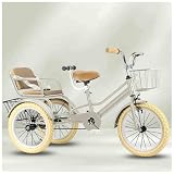 三輪車 2歳——13歳 二人乗り子供用三輪車 推奨身長：80cm～140cm 2人の子供がいる家族に適しています 二人乗り三輪車 滑り止めタイヤ (グレー, 18インチ) [並行輸入品]
