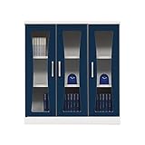 アルファタカバ 子供部屋用扉付カラフル書棚 マリリン80cm幅ロータイプ(ブルー)