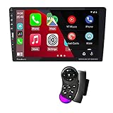 1Din 9インチ カーラジオ ステレオレシーバー タッチスクリーン Bluetooth マルチメディア ビデオプレーヤー Apple CarPlay Android Auto AM/FM/2USB/ミラーリンク DSP内蔵 ステアリングホイールリモコン付き