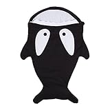 子供用　シュラフ　ベビー　おくるみ　サメの形　寝袋　ブランケット　暖かい　春秋用　赤ちゃん対応　柔らかい肌触り　 (ブラック)