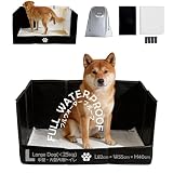 MEEXPAWS 犬 トイレ 囲い付き 犬用トイレトレー はみ出し防止 飛び散り防止 Lサイズ (83×57×40cm) トイレトレー ワイド ペットトイレトレー 犬トイレ トイレトレー 犬 といれ 室内用 防水 折りたたみ式 グレー