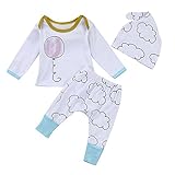 Tovadoo 子供服 ベビー服 女の子 トップス+ズボン+帽子 秋冬 長袖 雲柄 風船柄 キュート パジャマ 保育園 旅行 プレゼント