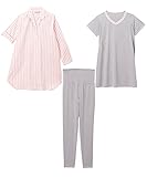 アビックス マミールナ ママの声から生まれたパジャマ3点セット M-L ピンク 先染めストライプ&天竺 379438