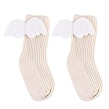 Domybest子供靴下 秋冬 赤ちゃんのチューブソックス かわいい小さなコットンの翼を飾る ベビーフロアソックス 柔らかく快適 厚い 写真小道具 0-4歳に適して 4色
